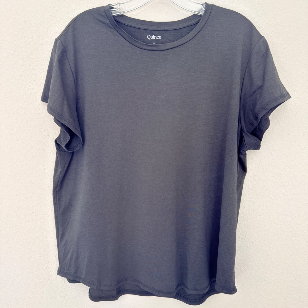 Quince T-Shirt L Black Minimalist Quiet Luxury Coastal Chic Preppy